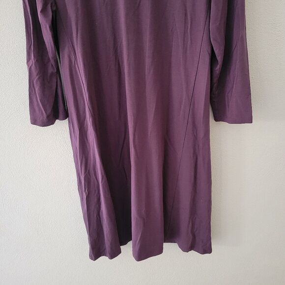 Garnet Hill Purple Tencel Stretch Jersey Knit Scoop Neck Dress Size Medium - Picture 4 of 8